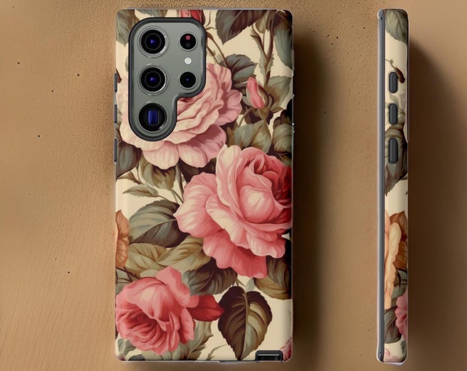 Floral Phone Cases - Shabby Chic Vintage Aesthetic iPhone Samsung Galaxy Case, Botanical , S24 S23 S22 Plus Ultra  16 15 14  Pro Max Plus