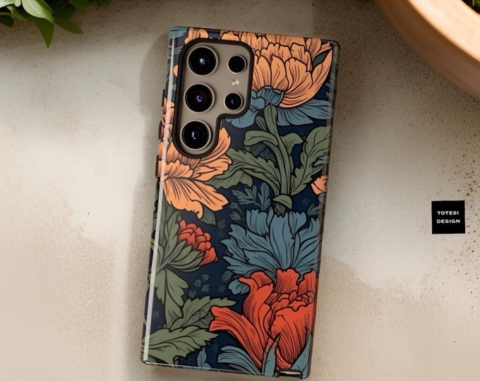 Nature Samsung Galaxy S24 S23, S22, S21 Plus Ultra, botanical , floral, boho| William Morris Style | Matte Glossy