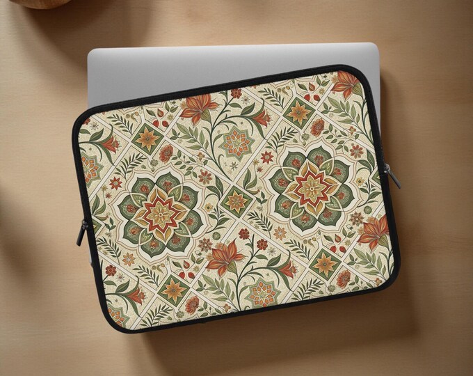 Boho Floral Laptop Sleeve, Stylish Tech Case for Students, Unique Gift for Writers, Protect and Organize Your Laptop, Vibrant Floral Design