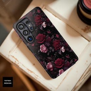Gothic Black Roses Phone Case: Victorian Floral Tough Dual Layer