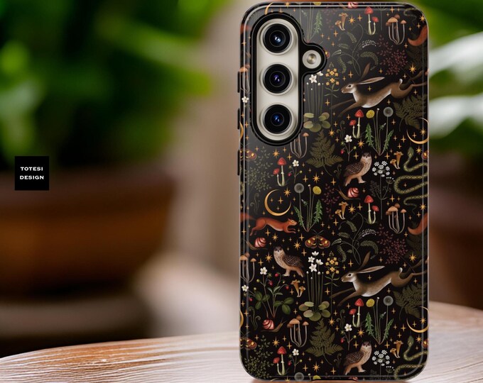 Dark Cottagecore Goth iPhone  tough phone cases 16 15 14 13 12 11 Pro Max Mini Plus |Samsung S24 S23 S22 Plus Ultra, Glossy or Matte
