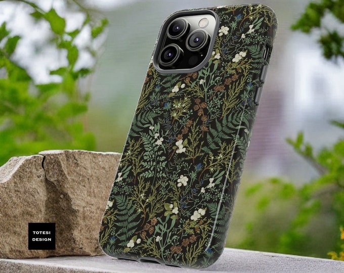 Green nature botanical forest ferns| iPhone 16 15 14 13 12 Plus Pro Max Pro Mini Tough Cases Samsung S24 Google| Nature| Flowers| Glossy| Ma