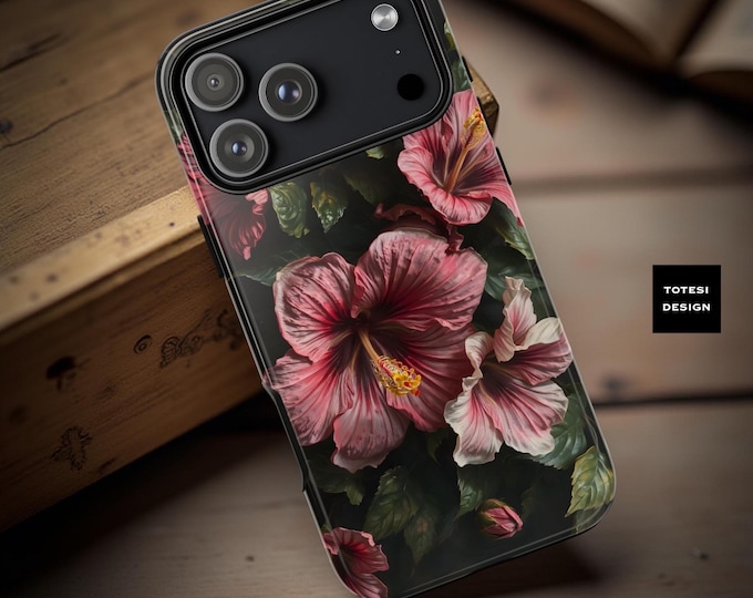 Dark Floral Hibiscus Phone Case: Impact Resistant Dual Layer - IPhone Samsung