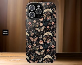 Celestial Night Garden Moth aesthetic|  Tough Case Samsung S25 S25 S23  iPhone 16 15 14 13 12 Pro Max Plus Mini | Glossy or Matte