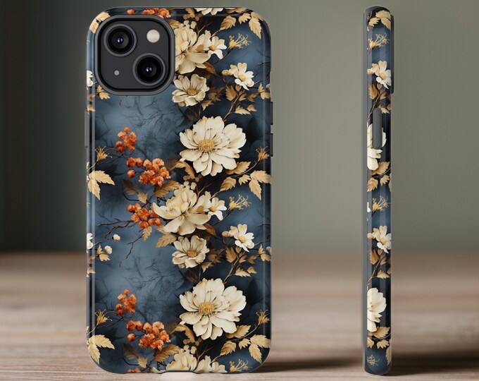 Moody Dark Floral iPhone Tough Case 15 14 13 12 12 Pro Max  Plus Ultra| Glossy or Matte | Gift for Her