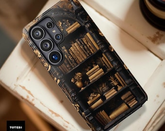 Vintage Bookshelf Phone Case: Gothic Library Bookworm Gift