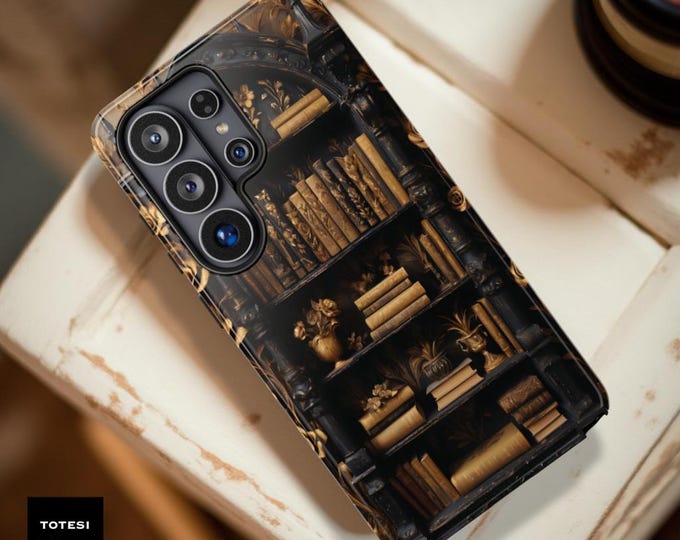 Vintage Bookshelf Phone Case: Gothic Library Bookworm Gift
