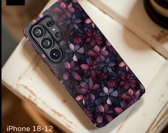 Plum Mosaic Flower Pattern Phone Case | Tough Cases