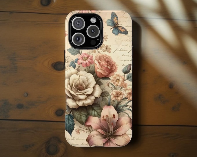 Floral Boho Vintage Phone Case Samsung S25 S24 S23 iPhone cases S24 S23 S22 S21 S20 Plus Ultra , 16 15 14 13 12 Pro Max Plus Glossy or Matte