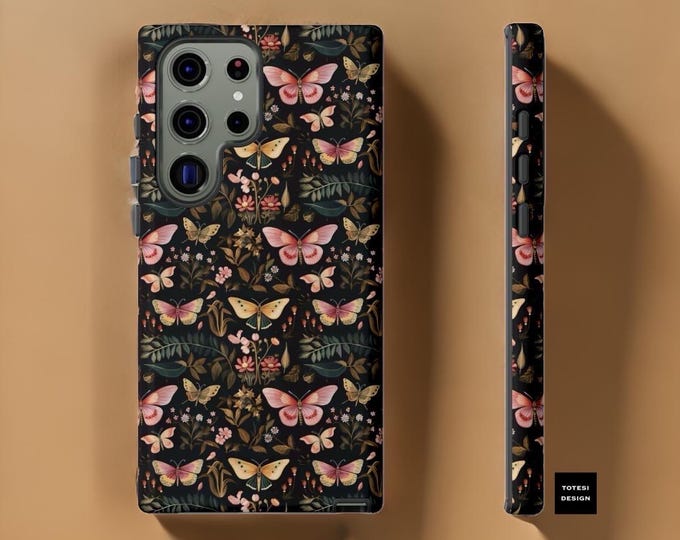Midnight dark botanical nature phone case hard case iPhone 16 15 14 13 12 11 Pro Max Plus | Samsung Galaxy S24 S23 S22 S21 Plus Ultra  |