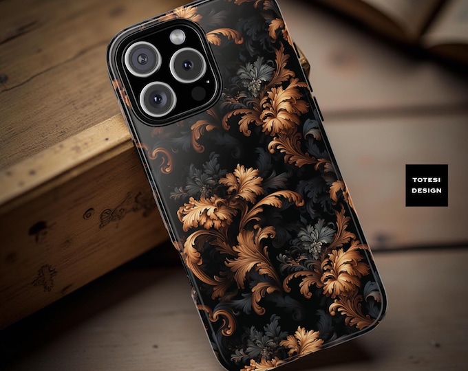 Rococo Baroque Floral phone case iPhone Samsung Cases Dark aesthetic   |Glossy or Matte