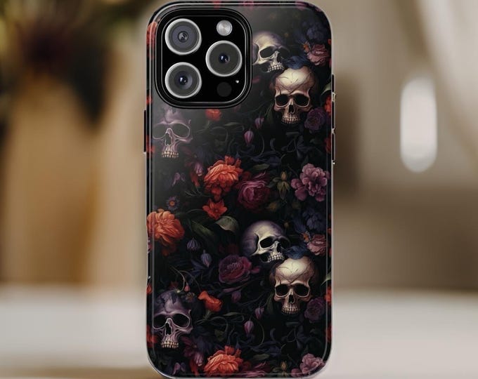 Gothic Floral Dark Skulls Roses Aesthetic| Samsung Galaxy iPhone Tough Case 16 15 14 13 S24 S23  Plus Ultra| Victorian Gothic Glossy Matte