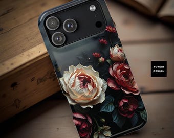 MagSafe iPhone 17 Dark moody floral Academia Gothic Chic MagSafe sturdy dual layer