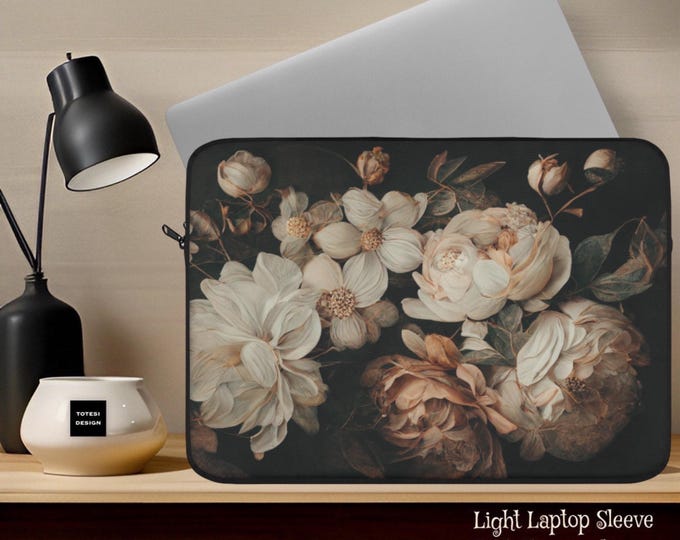 Moody floral Laptop bag - Floral Vintage Chic, Flower Design, Boho Laptop Case, Retro Computer Cover, Botanical Tablet Pouch
