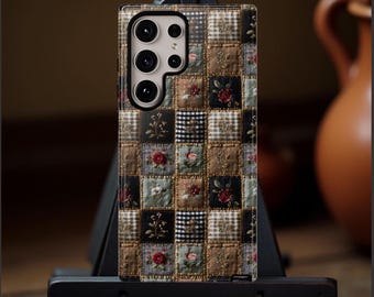 Samsung Case Floral Patchwork | Vintage Checkered Phone Cover