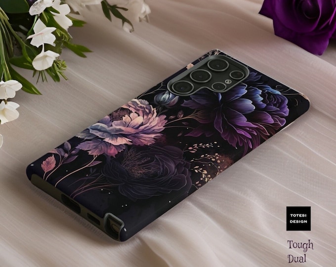 Dark Floral Gothic Academia Tough Phone case Samsung Galaxy S23 S22 S21 plus ultra | Glossy or Matte