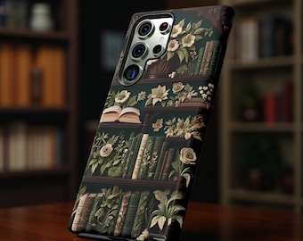 Bookcase Floral Phone Case: Vintage Book Lover Gift Samsung iPhone 17 16 S25 S24