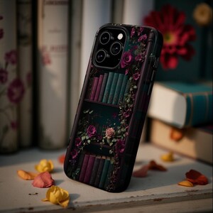 Magnetic Library Bookish Bookshelf phone Case: Dark Academia Style, Magsafe Compatible image 4