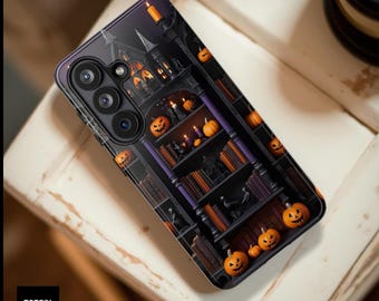 Halloween Bookish Pumpkins Library Phone Case | Tough Case