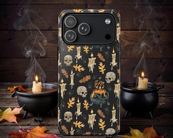 Halloween Phone Case |Spooky Skull & Cauldron Pattern Tough Case