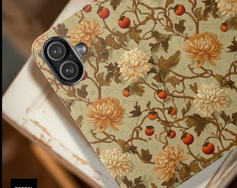 Vintage Botanical Faux Leather Wallet  Flip Phone Case | William Morris Style