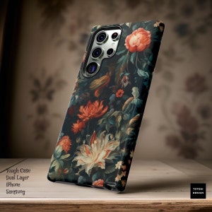 Dark Botanical Nature Floral Art Samsung Galaxy Tough Case S23 S22 S21 Plus Ultra| iPhone 15 14 13 Pro Max Plus  |Glossy or Matte| Gift her