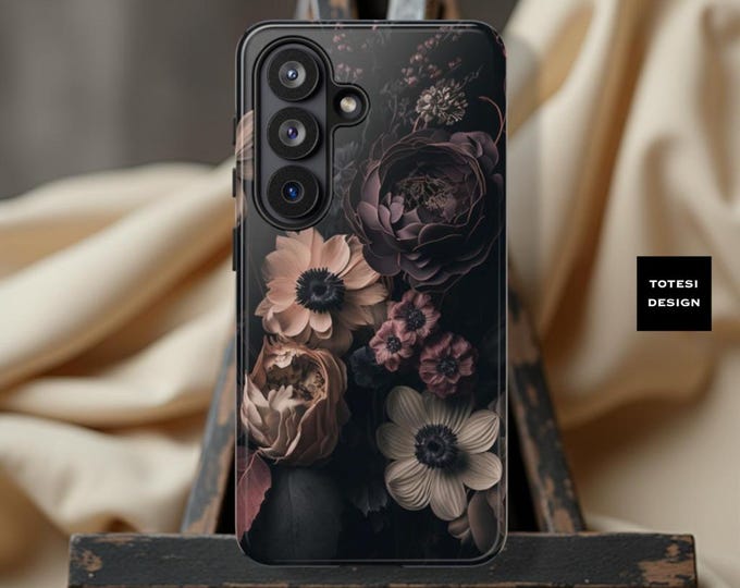 Dark Floral Gothic Phone Case: Dual Layer Tough Case