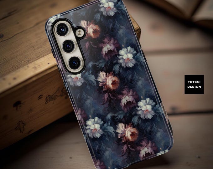 Dark moody Winter  academia flower phone case - impact resistant iPhone Samsung covers