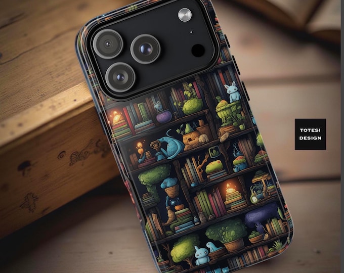 Dark Academia Bookshelf Phone Case: Whimsical iPhone Samsung Cover