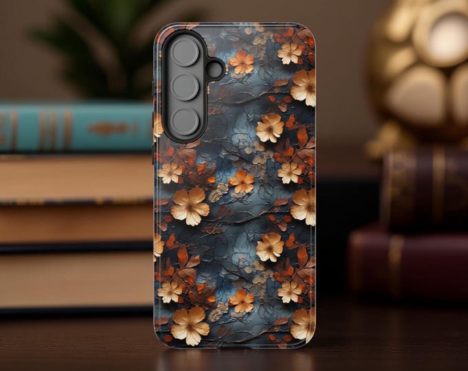 Phone Case, Moody Floral Tough Samsung Galaxy S25 S24 S23 S22 Plus Ultra iPhone 16 15 14 13 12 Pro Max Plus, Google Pixel Cases 9 8 7 6,