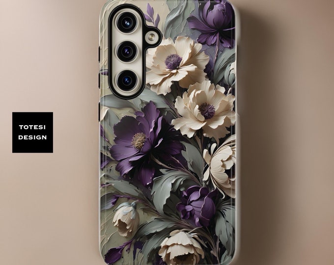 Sage Green Purple Chic Unique Floral Art Aesthetic | Samsung Galaxy Tough Case S24 S23 S22 S21 S20 Plus Ultra | Glossy Matte