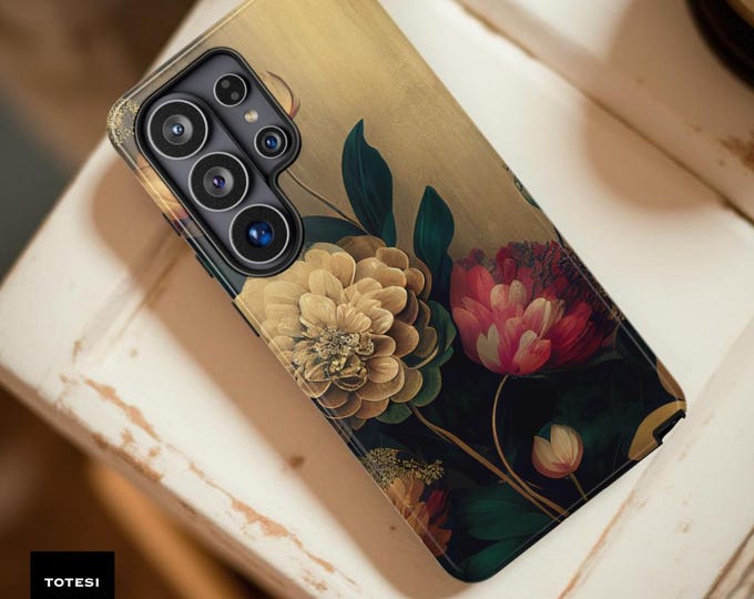 Vintage Dark Floral Art Phone Case | Samsung iPhone Tough Case (Dual Layer)