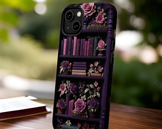 Bookish Bookworm Goth Dark Academia iPhone Magnetic Tough Case, Cute Goth Comp Charging Case, Tough Phone Cover 16 15 14 13