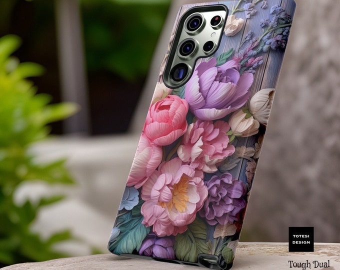 Chic pastel floral Samsung iPhone  case  mauve pink S25 S24 S23 S22 S21 Plus Ultra | IPhone 16 15 14 13 12 11 Pro Max Plus |Glossy Matte
