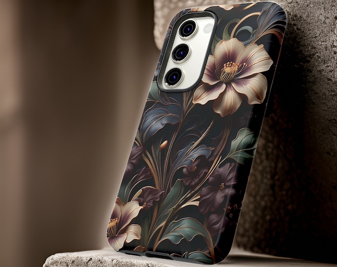 Dark Academia Floral Goth Noveau Samsung Galaxy phone case | S25 S24 S23 S22 Plus Ultra sturdy dual layer | glossy matte | Gift for her