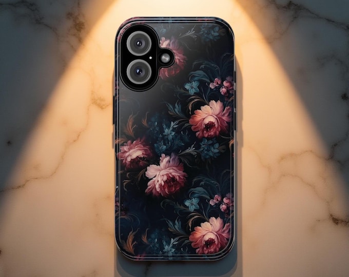 Dark Gothic Floral Academia |iPhone 16 15 14 13 12, Samsung, Google Tough Phone Case S25 S24 S23 S22 S21 Plus Ultra| ornamental Victorian