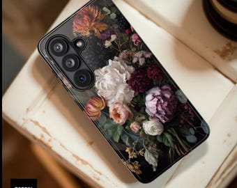 Dark Floral Academia Still Life Phone Case | Protective Dual-Layer
