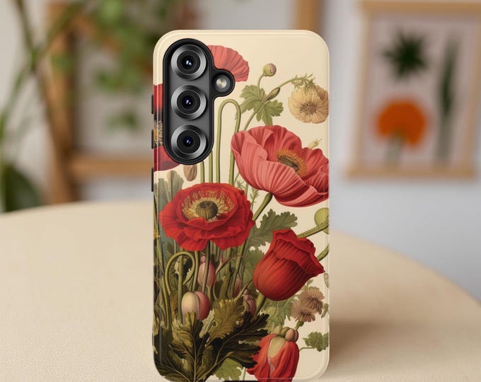 Vintage Botanical Floral Art Samsung Galaxy case S23 S25 S24 S22 S21 Plus Ultra| iPhone Tough Case 16 - 11 |Gift for Mom | Glossy or Matte