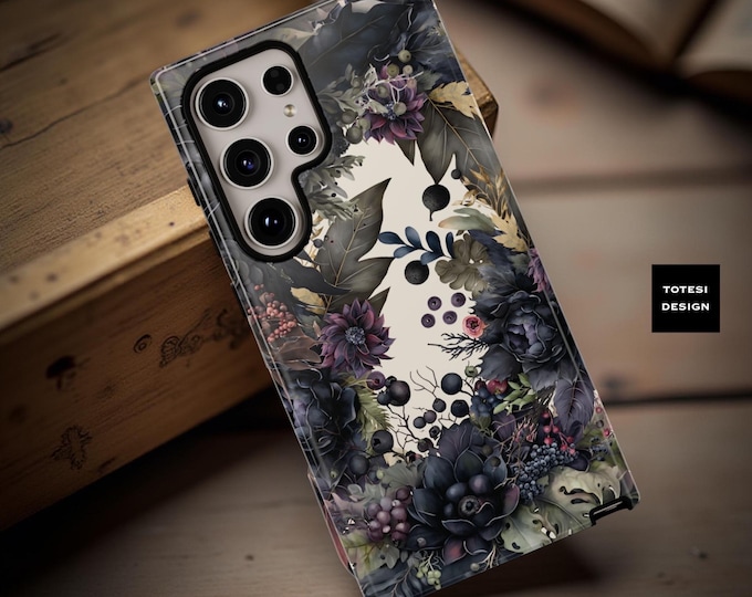 Dark Gothic Floral Tough Phone Case: Vintage Secret Garden