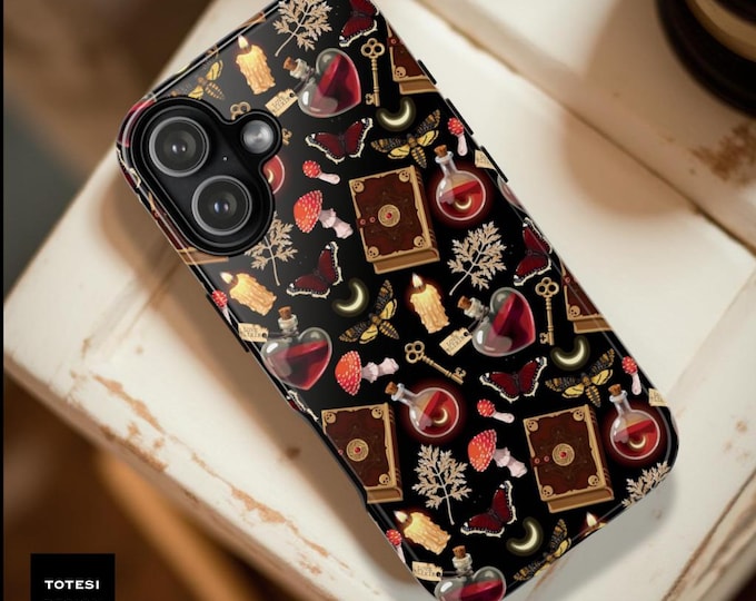 Witchy Goth Phone Case: Potions, Skulls, Spells - Dual Layer
