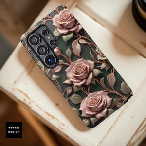 Art Nouveau Rose Floral Tough Phone Case, Vintage Phone Protection