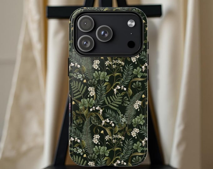 Green Ferns Botanical Tough Phone Case: Forest Foliage Design