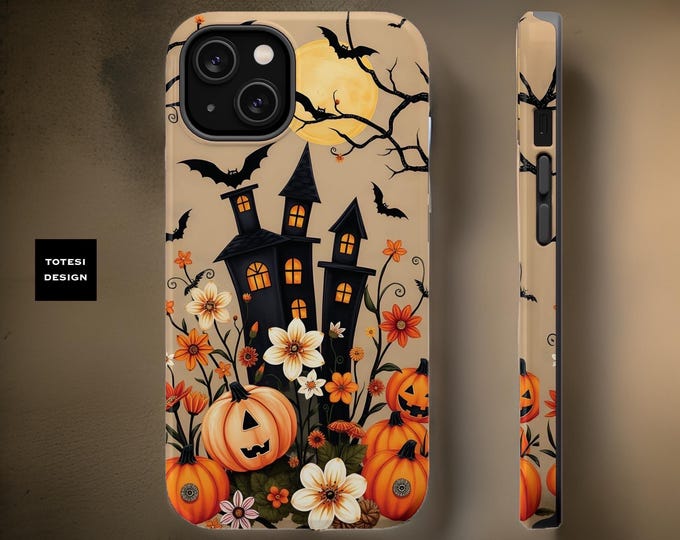 Whimsical Halloween Fall Art MagSafe iPhone case  dual layer tough phone case 13 14 15 16 Pro Max Plus Mini| Fall gifts