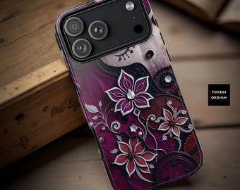 Pink Artsy Fall floral Mandala Tough iPhone Case, Samsung iPhone Google
