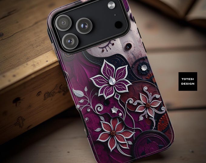 Pink Artsy Fall floral Mandala Tough iPhone Case, Samsung iPhone Google