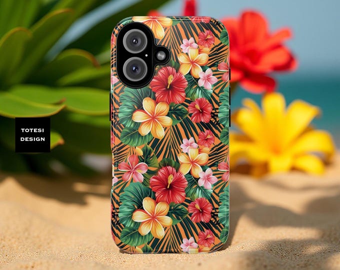 Phone Case, Retro Tropical Colorful Hawaii Summer Samsung Google iPhone Case Cover, Vintage Floral Beach, Protective Accessories, Unique
