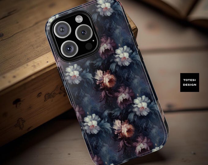 Dark moody Winter  academia flower phone case - impact resistant iPhone Samsung covers
