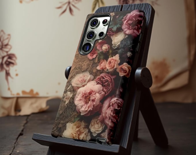 Pink Floral Art Phone Case: Romantic Vintage Tough Case