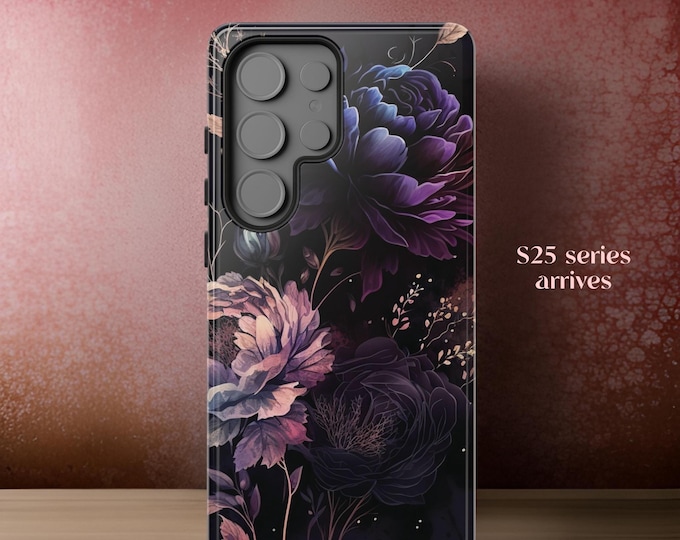 Purple Moody Floral aesthetic iPhone 16 15 14 13 Pro Max Plus Samsung S25 S24 S23 S22 Plus ultra | romantic moody Gothic floral her