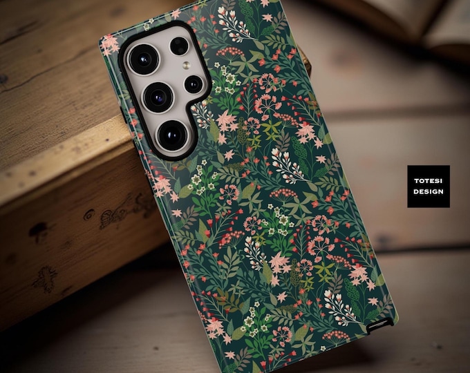 Cottagecore Floral Phone Case: Green Botanical Garden Design